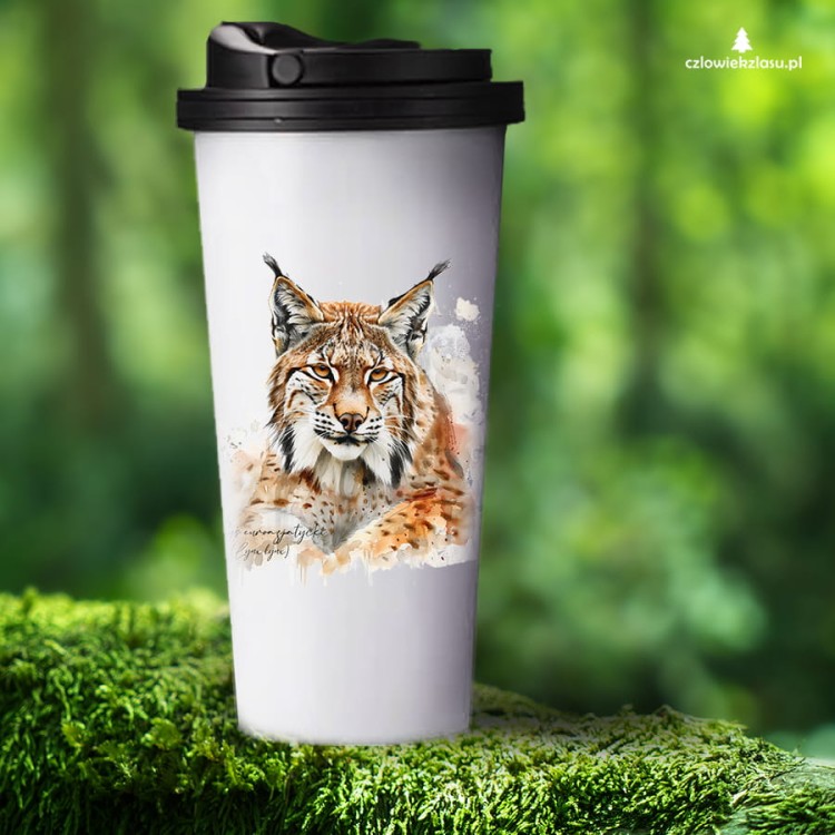 Ryś euroazjatycki 2# - Lynx lynx - Prezent dla przyrodnika - Prezent dla przyrodniczki - Kubek termiczny