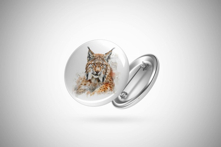 Ryś euroazjatycki #2 - Lynx lynx - Prezent dla przyrodnika - Prezent dla przyrodniczki - Przypinka