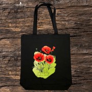 Mak polny /Papaver rhoeas L./ – prezent dla botanika, prezent dla florysty, miłośnika roślin - Torba czarna
