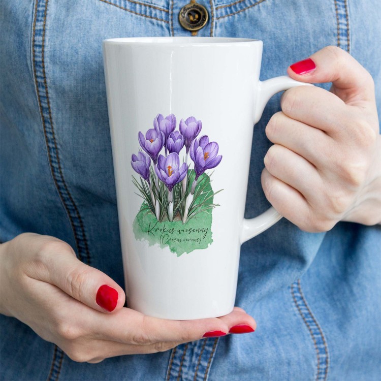 Krokus wiosenny /Crocus vernus/ – prezent dla botanika, prezent dla florysty, miłośnika roślin - Kubek latte