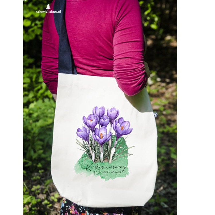 Krokus wiosenny /Crocus vernus/ – prezent dla botanika, prezent dla florysty, miłośnika roślin - Torba na ramię