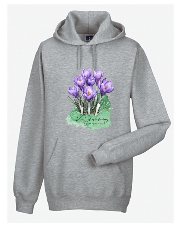 Krokus wiosenny /Crocus vernus/ – prezent dla botanika, prezent dla florysty, miłośnika roślin - Bluza z kapturem / Bluza bez kaptura