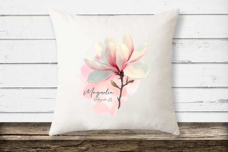 Magnolia pośrednia /Magnolia soulangeana/ – prezent dla botanika, prezent dla florysty, miłośnika roślin - Poduszka