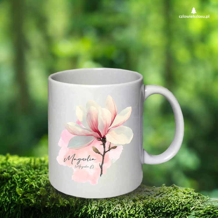 Magnolia pośrednia /Magnolia soulangeana/ – prezent dla botanika, prezent dla florysty, miłośnika roślin - kubek ceramiczny