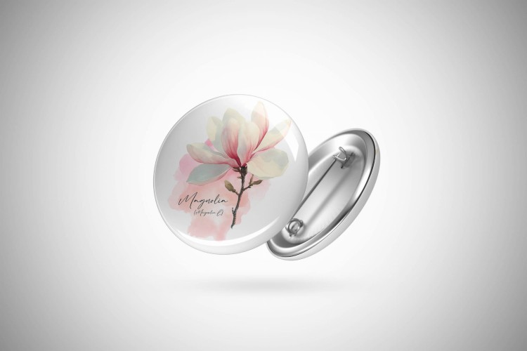 Magnolia (Magnolia L.) – prezent dla botanika, prezent dla florysty, miłośnika roślin -  Przypinka - Button
