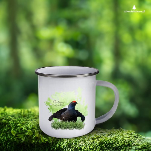 Cietrzew /Lyrurus tetrix/- prezent dla ornitologa - Kubek emaliowany