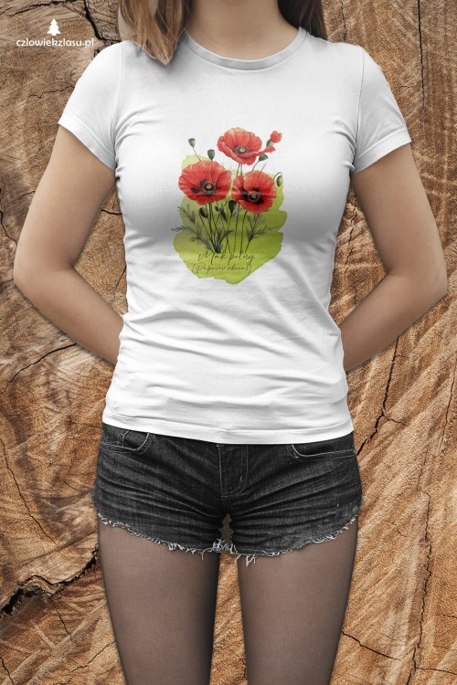 Mak polny /Papaver rhoeas L./ – prezent dla botanika, prezent dla florysty, miłośnika roślin - Koszulka