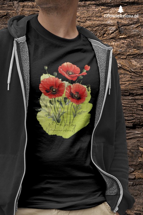 Mak polny /Papaver rhoeas L./ – prezent dla botanika, prezent dla florysty, miłośnika roślin - Koszulka