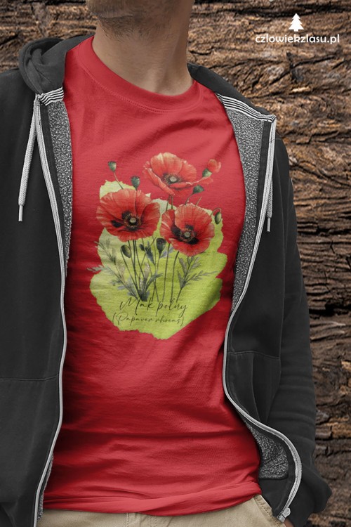Mak polny /Papaver rhoeas L./ – prezent dla botanika, prezent dla florysty, miłośnika roślin - Koszulka