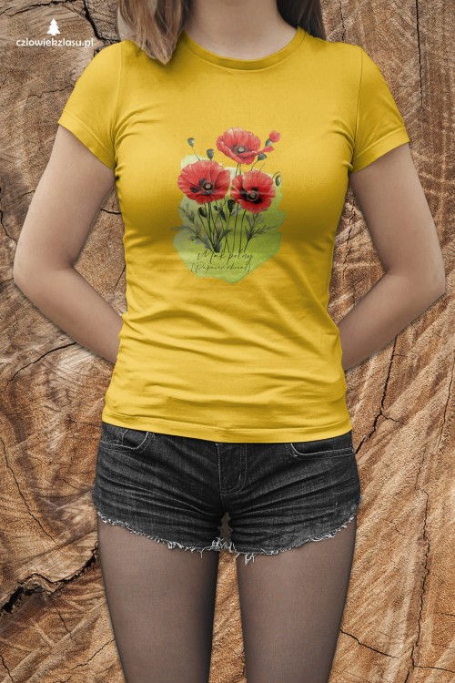 Mak polny /Papaver rhoeas L./ – prezent dla botanika, prezent dla florysty, miłośnika roślin - Koszulka