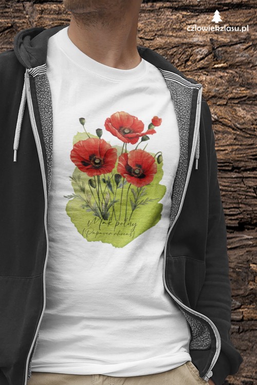 Mak polny /Papaver rhoeas L./ – prezent dla botanika, prezent dla florysty, miłośnika roślin - Koszulka