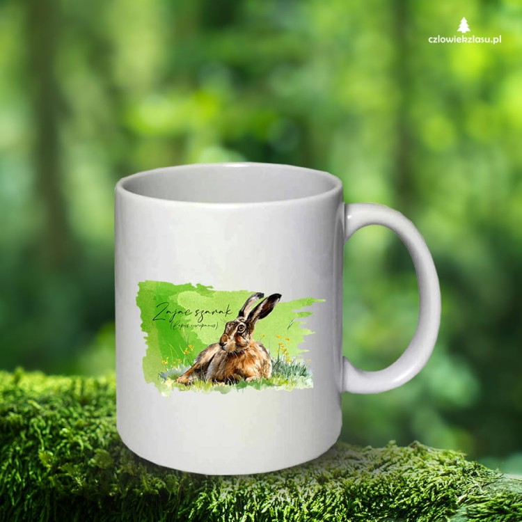 Zając szarak #2 - Lepus europaeus - Prezent dla przyrodnika - Kubek z zającem - Kubek ceramiczny