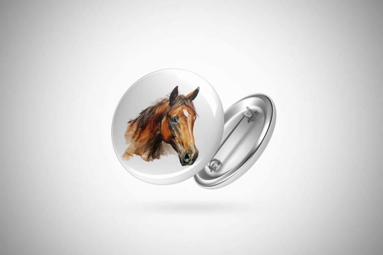 Koń głowa - Przypinka - Button