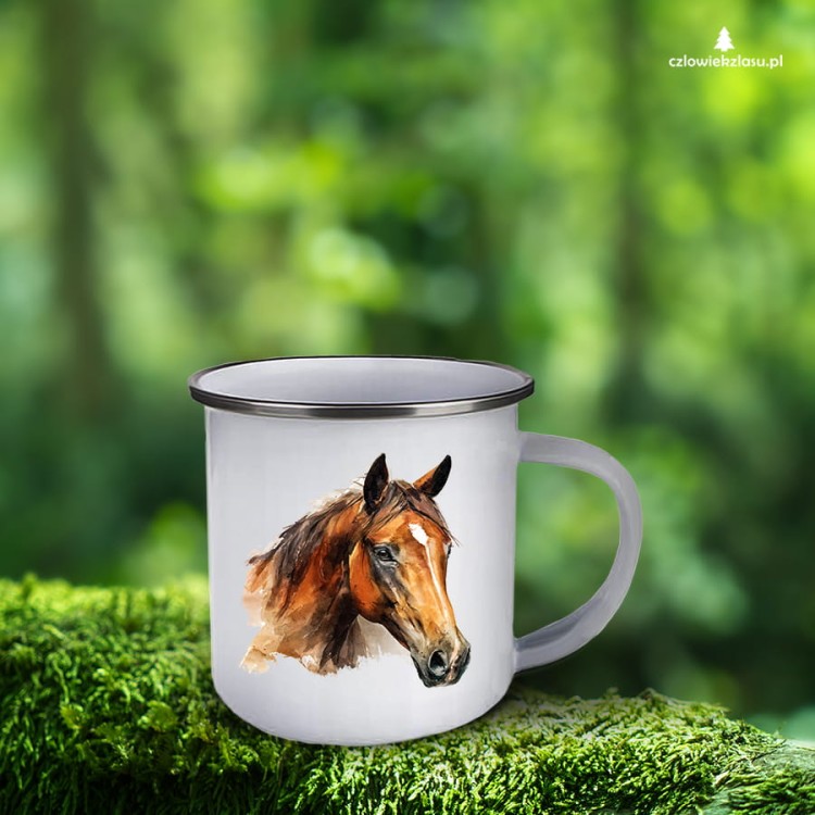 Koń głowa - Kubek emaliowany