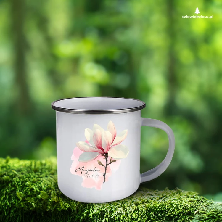 Magnolia pośrednia /Magnolia soulangeana/ – prezent dla botanika, prezent dla florysty, miłośnika roślin - Kubek emaliowany