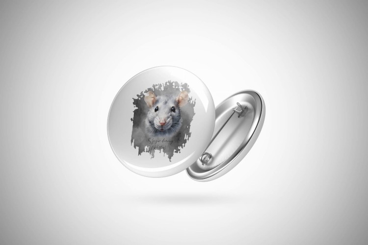Szczur głowa - Przypinka - Button