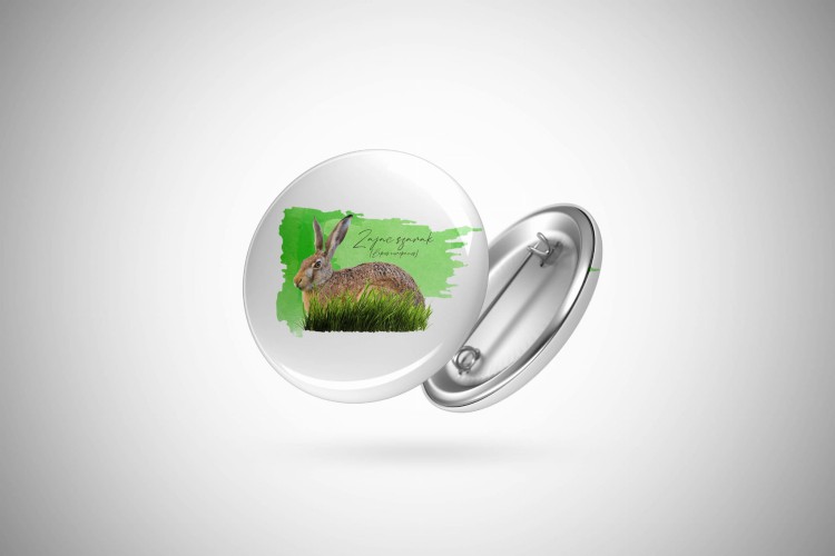 Zając szarak - Lepus europaeus - Prezent dla przyrodnika - Prezent dla zoologa - Przypinka
