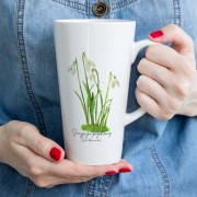 Śnieżyczka przebiśnieg /Galanthus nivalis L./ – prezent dla botanika, prezent dla florysty, miłośnika roślin - Kubek latte