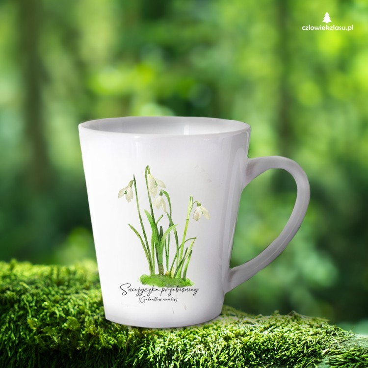 Śnieżyczka przebiśnieg /Galanthus nivalis L./ – prezent dla botanika, prezent dla florysty, miłośnika roślin - Kubek latte