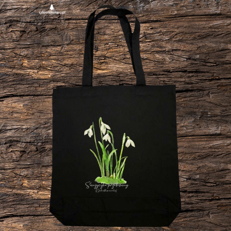 Śnieżyczka przebiśnieg /Galanthus nivalis L./– prezent dla botanika, prezent dla florysty, miłośnika roślin - Torba naturalna