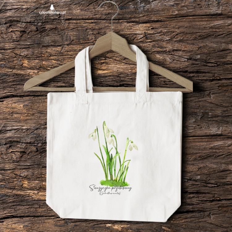 Śnieżyczka przebiśnieg /Galanthus nivalis L./– prezent dla botanika, prezent dla florysty, miłośnika roślin - Torba naturalna