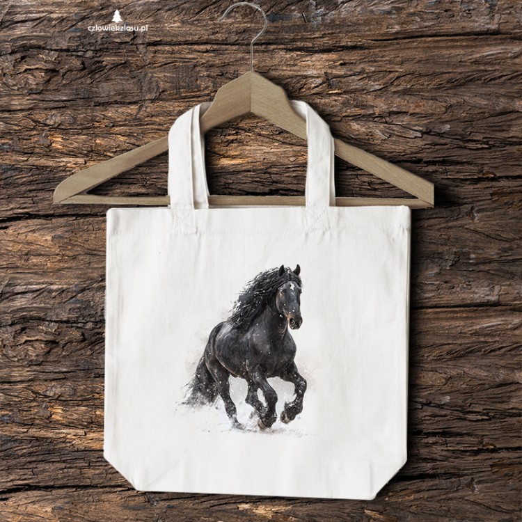 Koń czarny - Prezent dla koniarzy - Torba naturalna