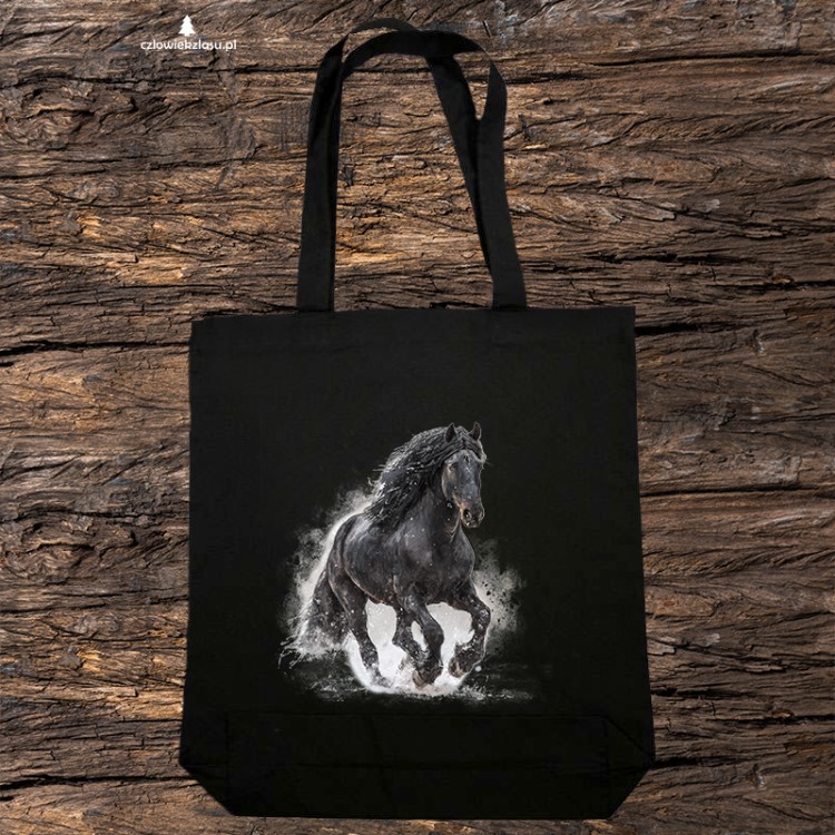 Koń czarny - Prezent dla koniarzy - Torba naturalna