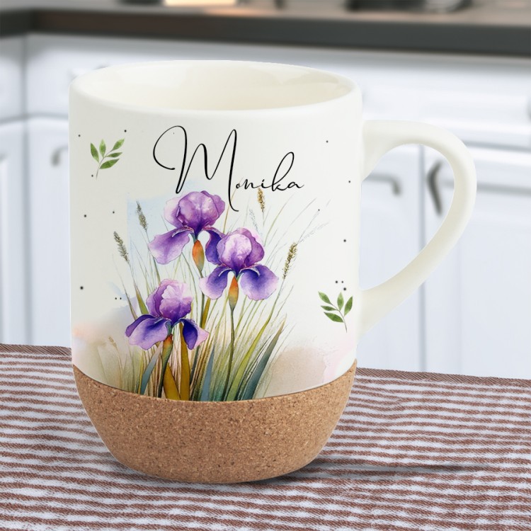 Irysy - Imię - Personalizacja - Kubek biały z korkowym spodem