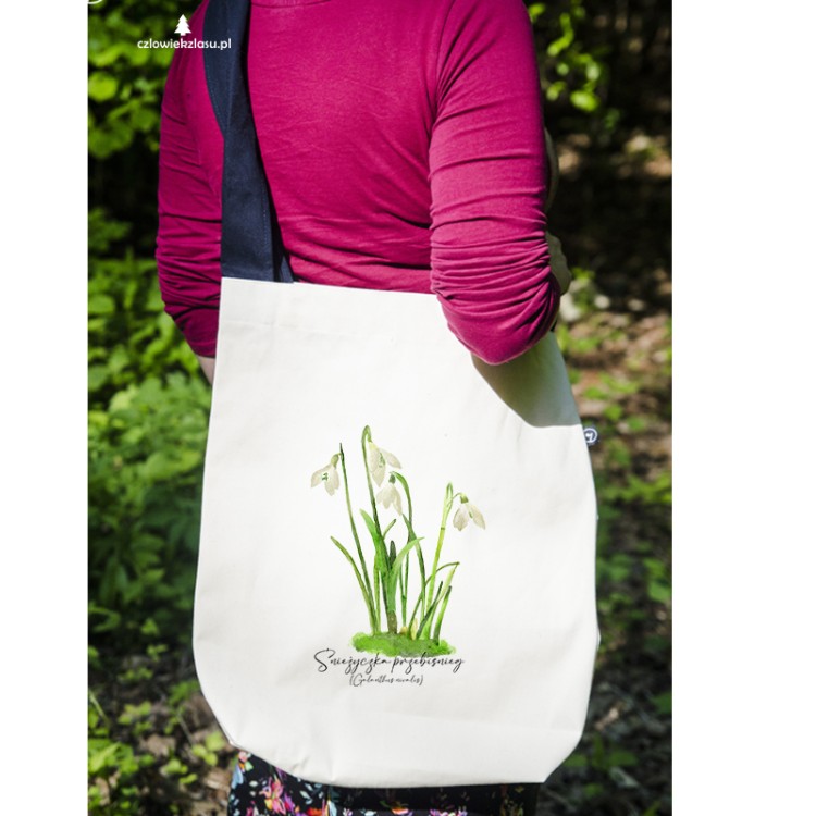 Śnieżyczka przebiśnieg /Galanthus nivalis L./– prezent dla botanika, prezent dla florysty, miłośnika roślin - Torba na ramię
