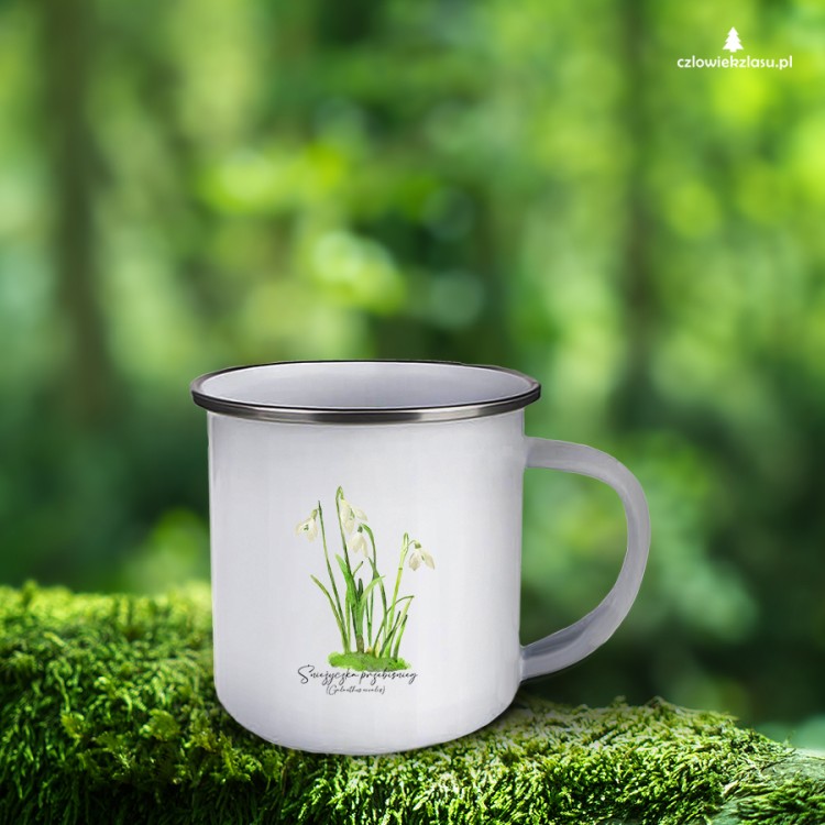 Śnieżyczka przebiśnieg /Galanthus nivalis L./ – prezent dla botanika, prezent dla florysty, miłośnika roślin - Kubek emaliowany
