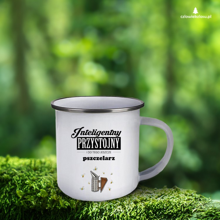 Pszczelarz - Inteligentny, przystojny - kubek emaliowany 300 ml