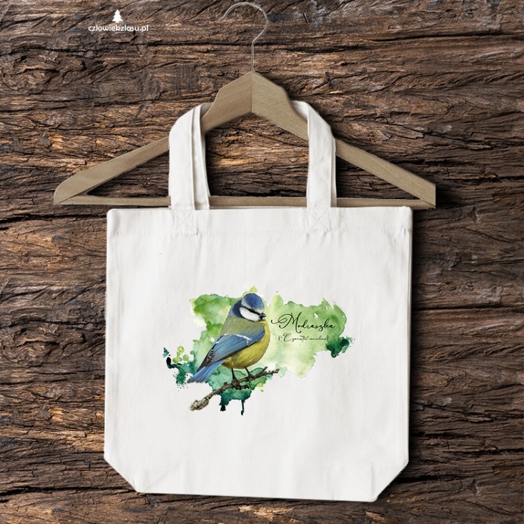 Sikorka modraszka - Cyanistes caeruleus - Prezent dla ornitologa - Torba 2 ucha