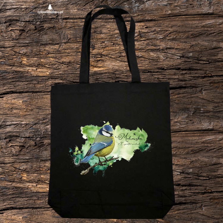 Sikorka modraszka - Cyanistes caeruleus - Prezent dla ornitologa - Torba 2 ucha