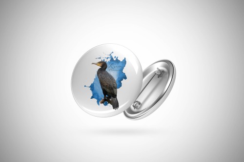 Kormoran zwyczajny /Phalacrocorax carbo/ - prezent dla ornitologa - Przypinka - Button