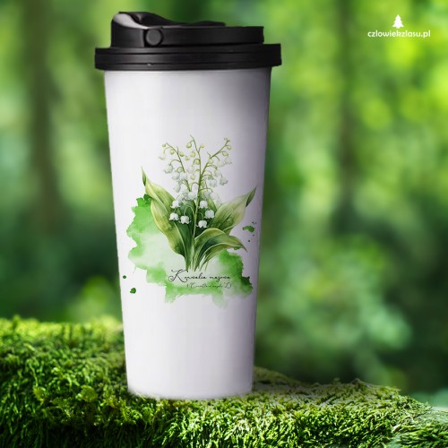 Konwalia majowa /Convallaria majalis L./– prezent dla botanika, prezent dla florysty, miłośnika roślin - kubek termiczny