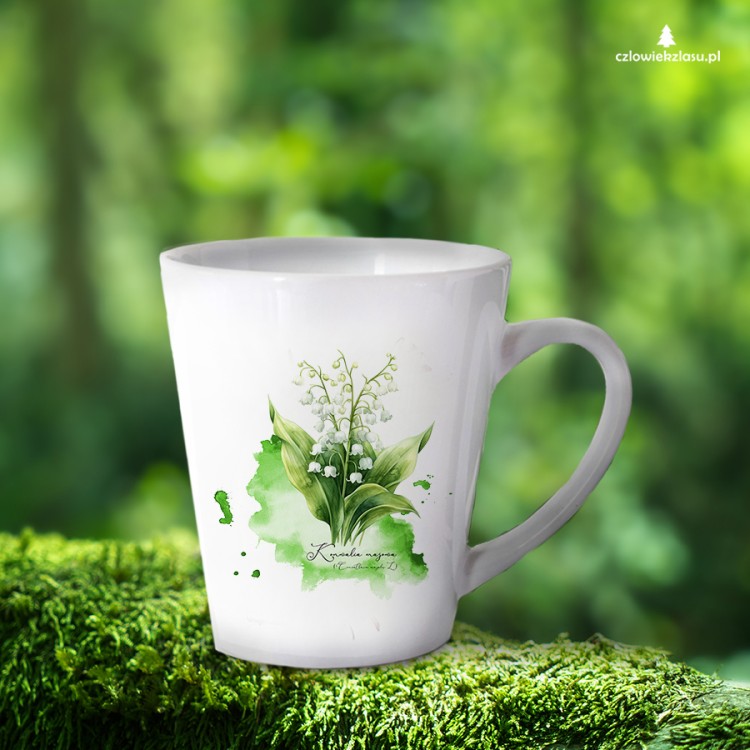 Konwalia majowa /Convallaria majalis L./ – prezent dla botanika, prezent dla florysty, miłośnika roślin - Kubek latte
