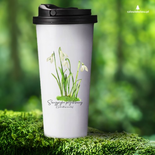 Śnieżyczka przebiśnieg /Galanthus nivalis L./– prezent dla botanika, prezent dla florysty, miłośnika roślin - kubek termiczny