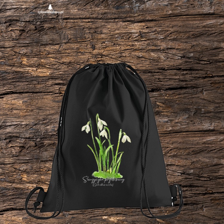 Śnieżyczka przebiśnieg /Galanthus nivalis L./ – prezent dla botanika, prezent dla florysty, miłośnika roślin - Worek-Plecak