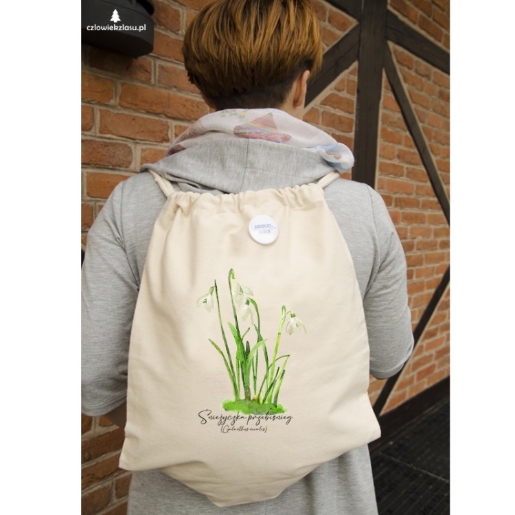 Śnieżyczka przebiśnieg /Galanthus nivalis L./ – prezent dla botanika, prezent dla florysty, miłośnika roślin - Worek-Plecak