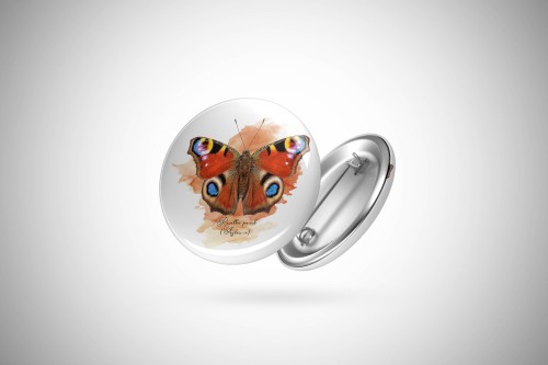 Rusałka pawik /Aglais io/ - prezent dla Lepidopterologa, prezent dla entomologa - Przypinka - Button