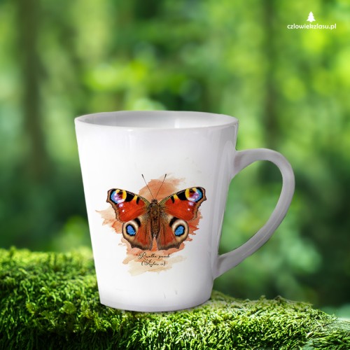 Rusałka pawik /Aglais io/ - prezent dla Lepidopterologa, prezent dla entomologa - Kubek latte