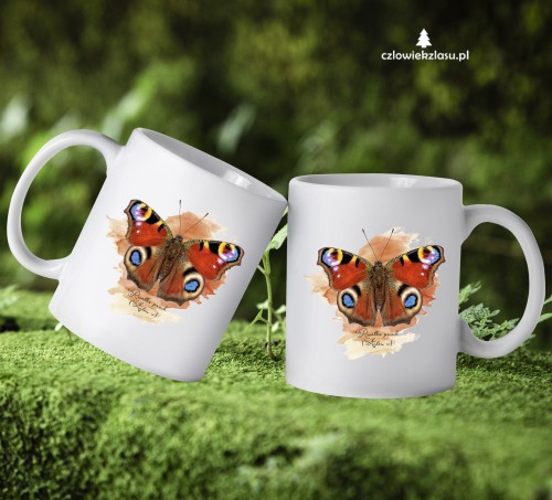 Rusałka pawik /Aglais io/ - prezent dla Lepidopterologa, prezent dla entomologa - kubek ceramiczny