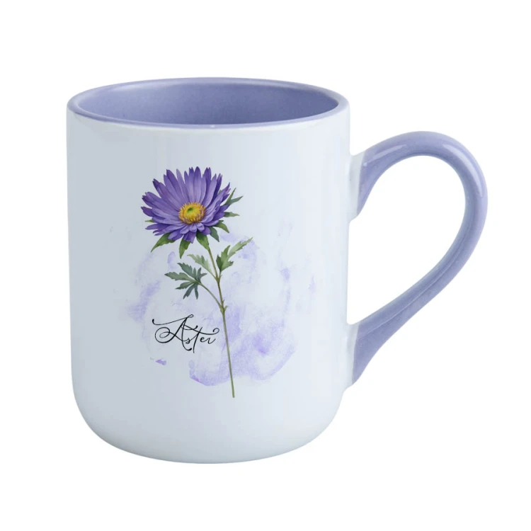 Aster /Aster L./ - prezent dla botanika, prezent dla florysty, miłośnika roślin - Kubek fioletowy coffee