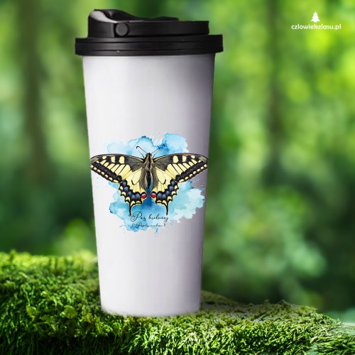 Paź królowej /Papilio machaon/ - prezent dla Lepidopterologa, prezent dla entomologa - Kubek termiczny