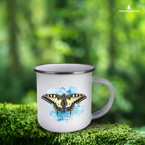 Paź królowej /Papilio machaon/ - prezent dla Lepidopterologa, prezent dla entomologa - Kubek emaliowany