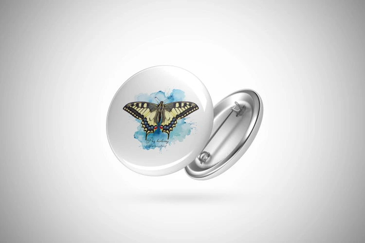 Paź królowej /Papilio machaon/ - prezent dla Lepidopterologa, prezent dla entomologa - Button