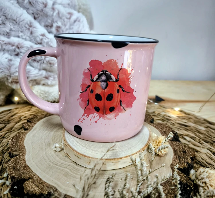 Biedronka siedmiokropka - Coccinella septempunctata - Biedronka - Prezent dla przyrodnika - Prezent dla entomologa - Kubek z biedronką - Kubek retro camper