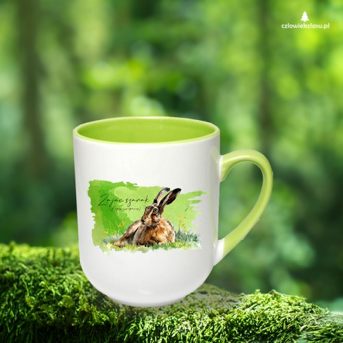 Zając szarak /Lepus europaeus/ - Kubek jasnozielony coffee