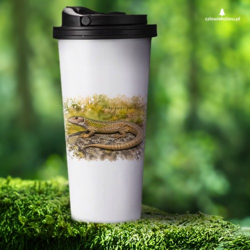Jaszczurka zwinka /Lacerta agilis/ – prezent dla herpetologa - Kubek termiczny