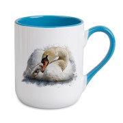 Łabędzie - Kubek z łabędziem - Prezent dla ornitologa - Kubek jasnoniebieski coffee